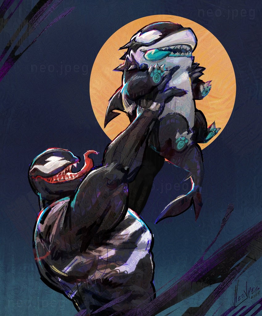 venom and jeff the land shark (marvel and 2 more) drawn by neo_jpeg