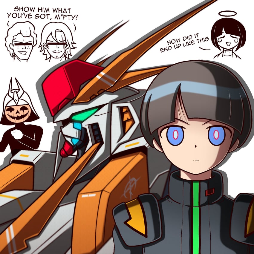 shiiko sugai, xi gundam, hathaway noa, mafti nabiyu erin, gawman nobile, and 1 more (gundam and 2 more) drawn by zeon132