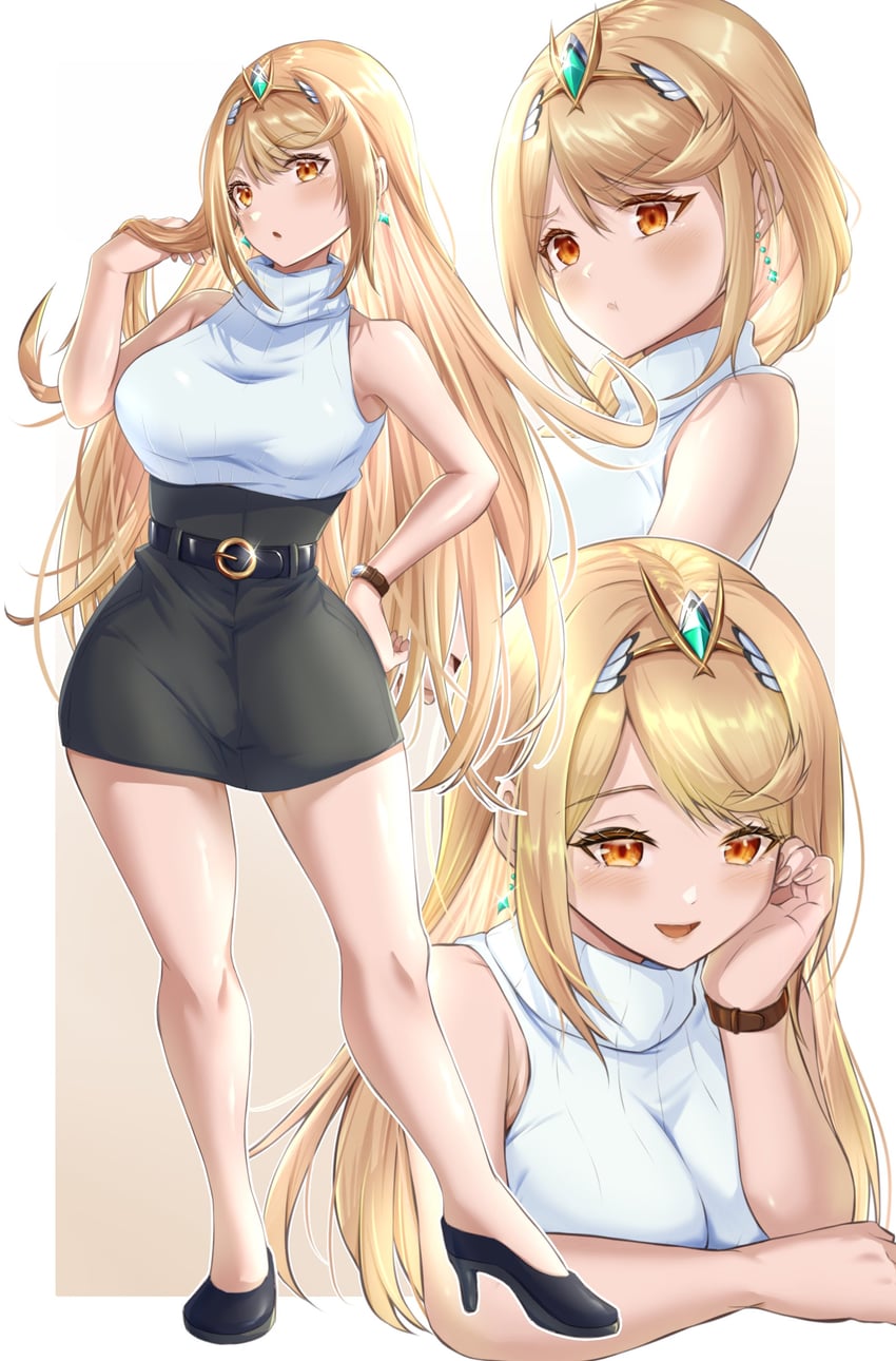 mythra (xenoblade chronicles and 1 more) drawn by kenichiart