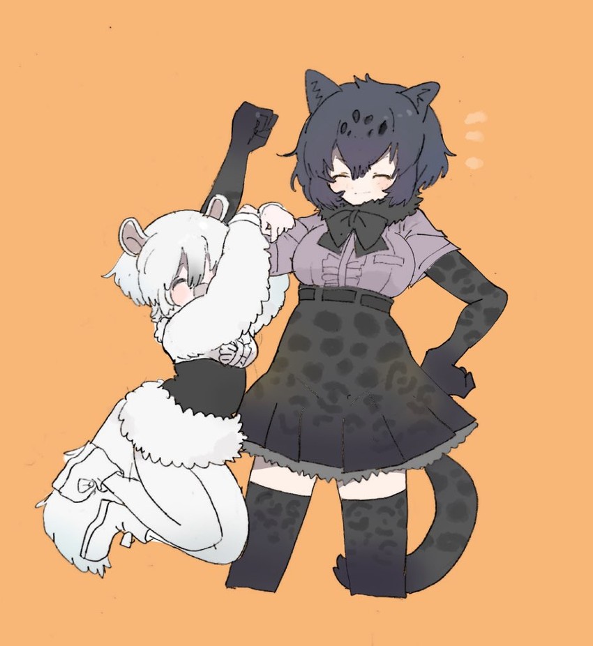 southern tamandua and black jaguar (kemono friends) drawn by 010mzam