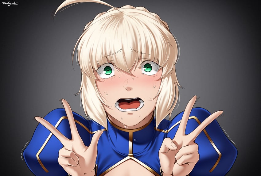 artoria pendragon and saber (fate and 4 more) drawn by zealyush