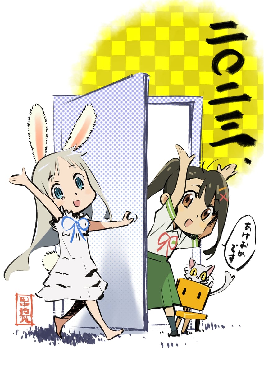 honma meiko, iwato suzume, munakata souta, and daijin (ano hi mita hana no namae wo bokutachi wa mada shiranai. and 1 more) drawn by tanaka_masayoshi