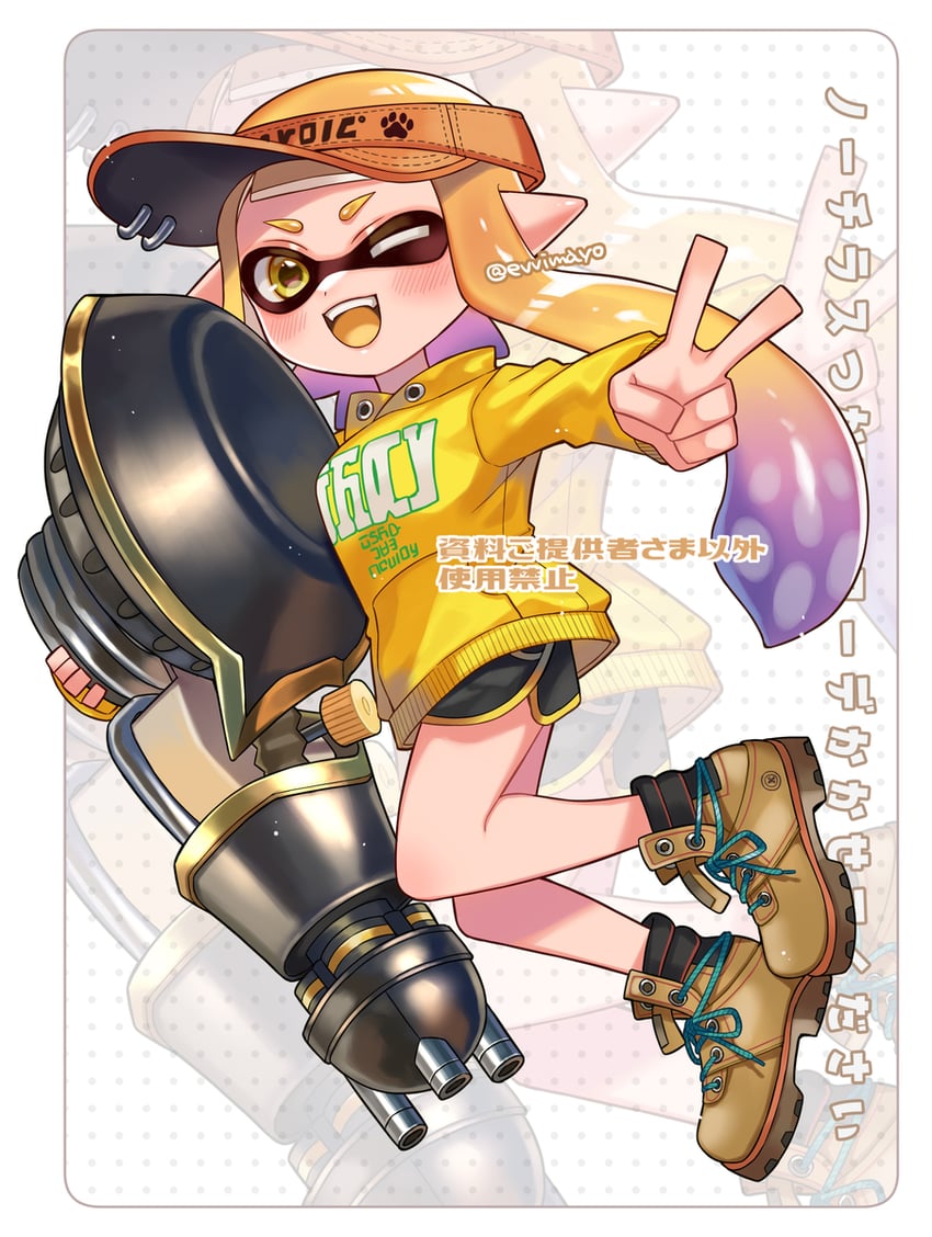 inkling player character and inkling girl (splatoon) drawn by shina_shina