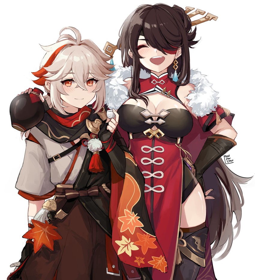kaedehara kazuha and beidou (genshin impact) drawn by mandy_(moniponichan)
