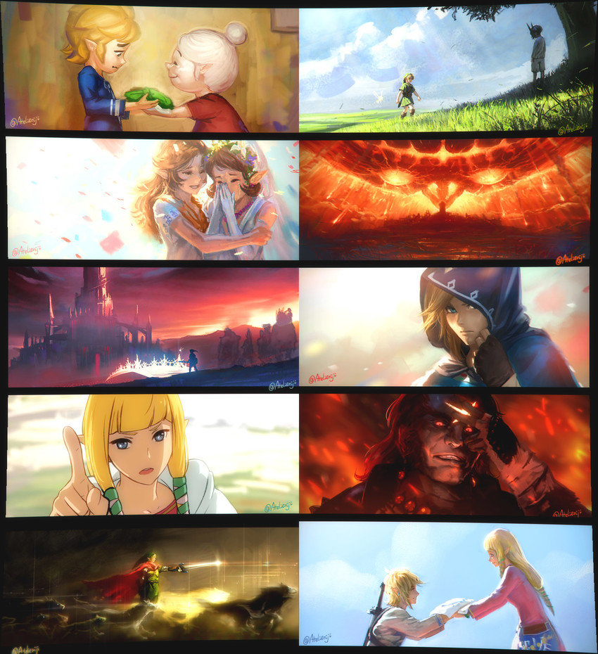 link, princess zelda, toon link, young link, navi, and 15 more (the legend of zelda and 6 more) drawn by ag+_(atelieriji)