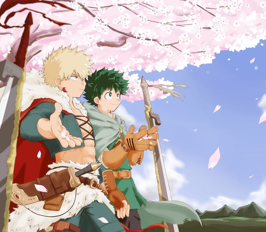 midoriya izuku and bakugou katsuki (boku no hero academia) drawn by no_control