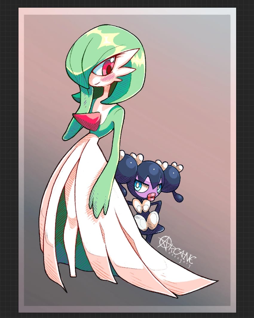 gardevoir and gothorita (pokemon) drawn by arcane_allegory