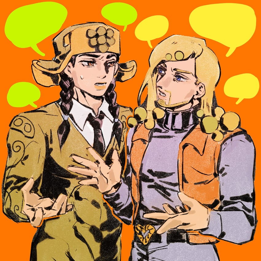mamezuku rai and higashikata norisuke iv (jojo no kimyou na bouken and 1 more) drawn by xiaorong