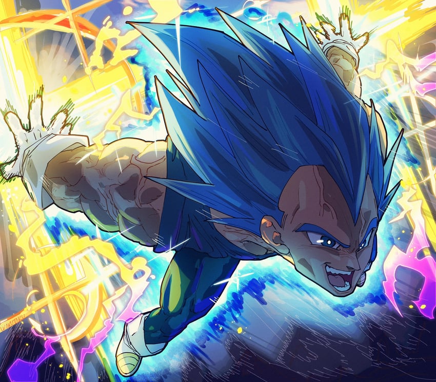vegeta (dragon ball and 1 more) drawn by taku_(aywakutakuay)