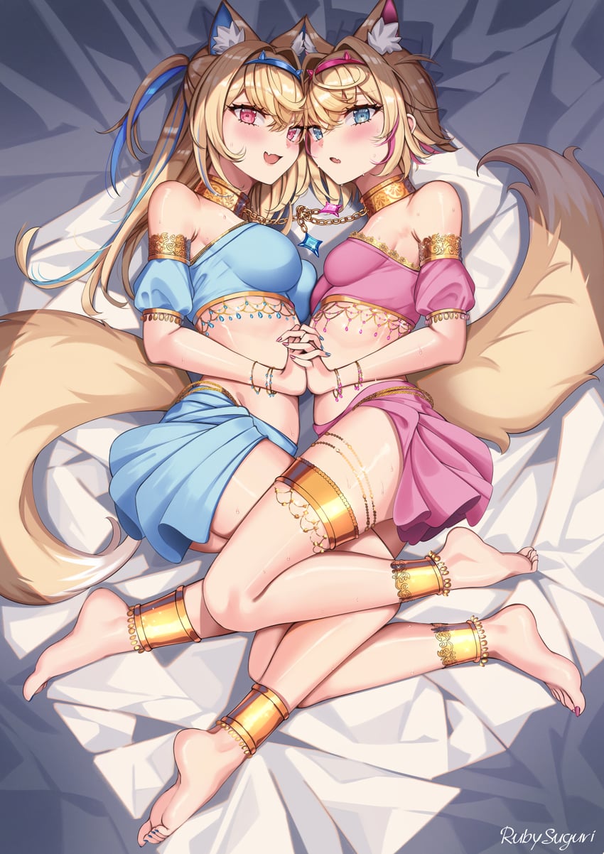 fuwawa abyssgard and mococo abyssgard (hololive and 1 more) drawn by ruby_suguri