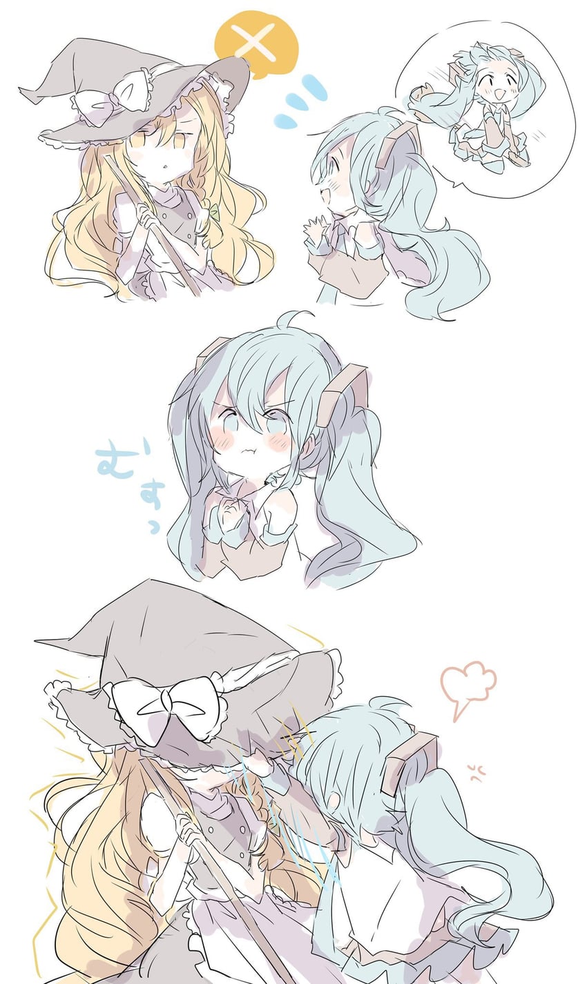 hatsune miku and kirisame marisa (touhou and 1 more) drawn by xxxx_saki