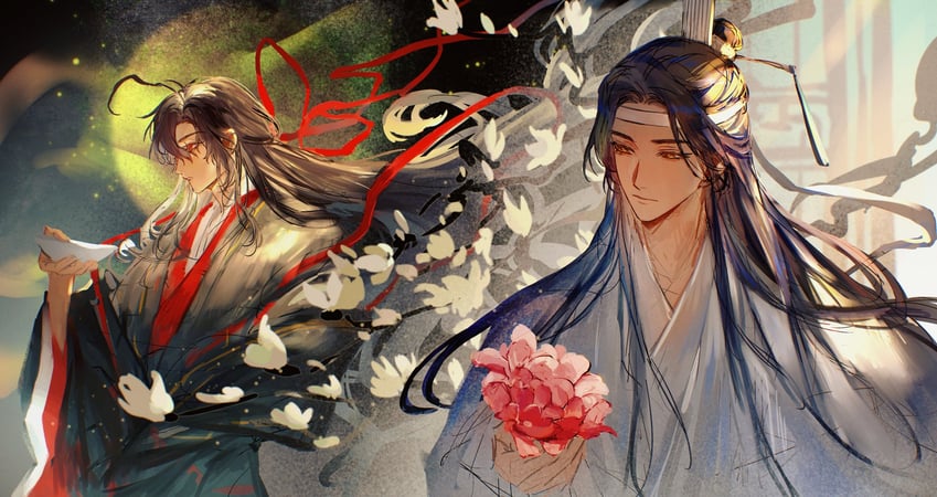 wei wuxian and lan wangji (modao zushi) drawn by heyoubuyou