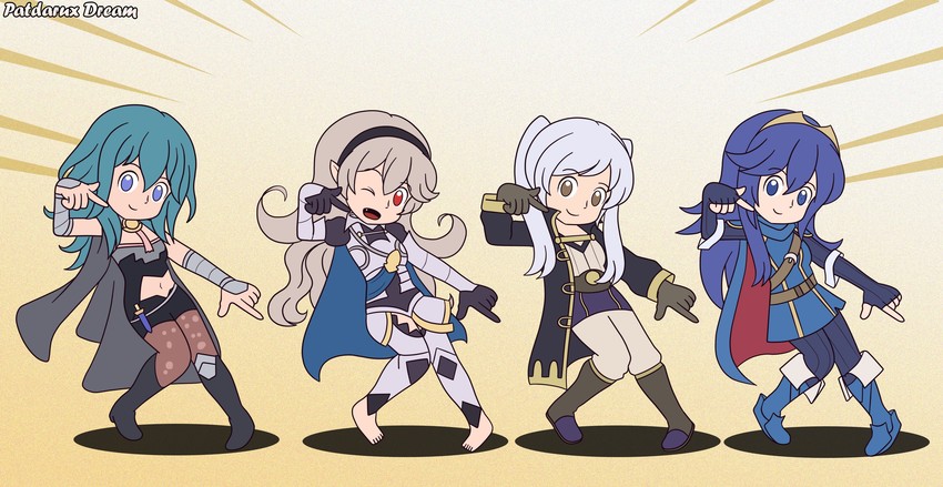 female byleth, lucina, female corrin, female robin, and 5-volt (fire emblem and 4 more) drawn by patdarux