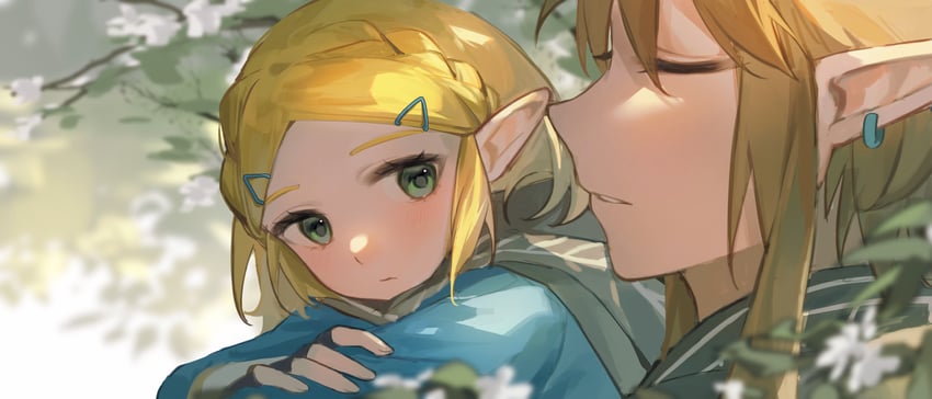 link and princess zelda (the legend of zelda and 1 more) drawn by yumiyumo3o