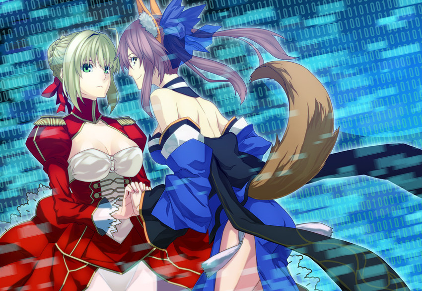 tamamo, nero claudius, and tamamo no mae (fate and 1 more) drawn by sami_(object_dump)