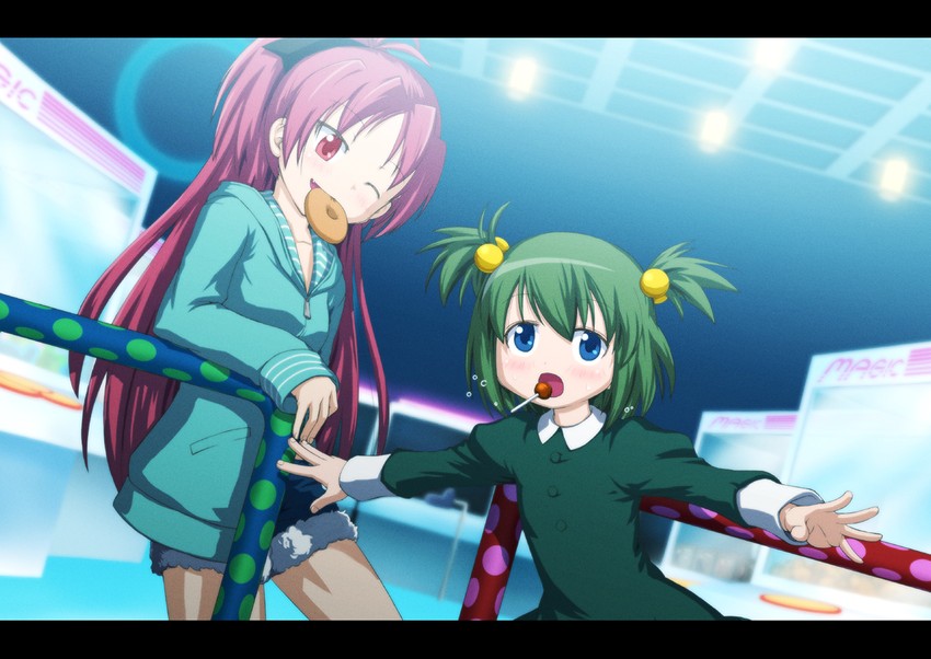 sakura kyoko and chitose yuma (mahou shoujo madoka magica and 1 more) drawn by kizawa_hiroto
