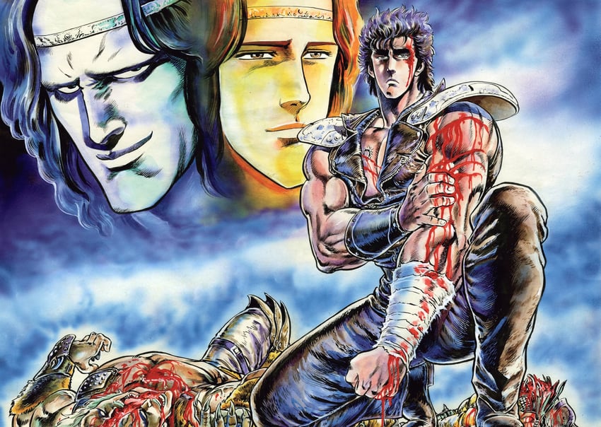 kenshiro, toki, and amiba (hokuto no ken) drawn by hara_tetsuo