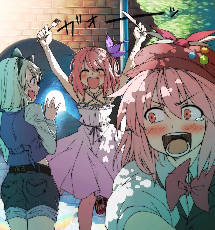 konpaku youmu, saigyouji yuyuko, and mystia lorelei (touhou) drawn by anarogumaaa