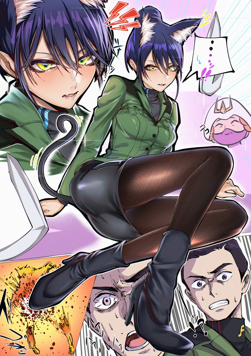 nyaan, kycilia zabi, and miguel serverto (gundam and 1 more) drawn by indoor_gorilla