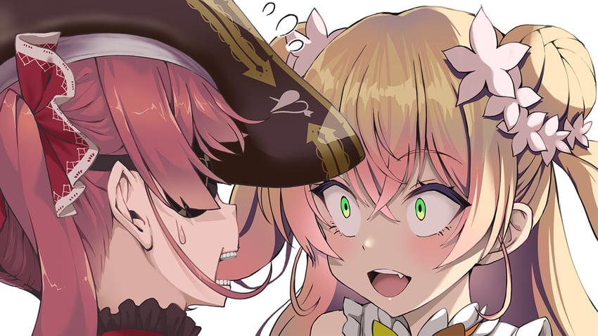 houshou marine and momosuzu nene (hololive) drawn by kubota_masaki