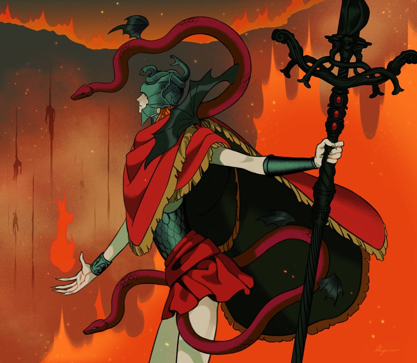 messmer the impaler (elden ring and 1 more) drawn by sarakipin