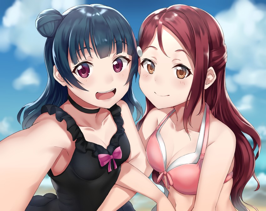 tsushima yoshiko and sakurauchi riko (love live! and 1 more) drawn by qwyte