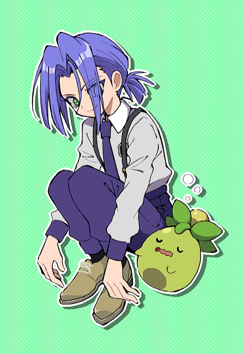 james and smoliv (pokemon and 1 more) drawn by macchiromomomo