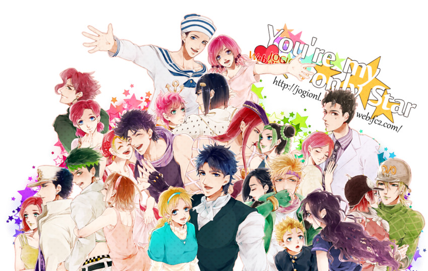 joseph joestar, kujo jotaro, caesar anthonio zeppeli, kujo jolyne, kakyoin noriaki, and 19 more (jojo no kimyou na bouken and 8 more) drawn by kumio-appon