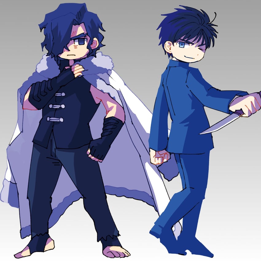 nanaya shiki and kishima kouma (tsukihime and 1 more) drawn by troddenbyakiha