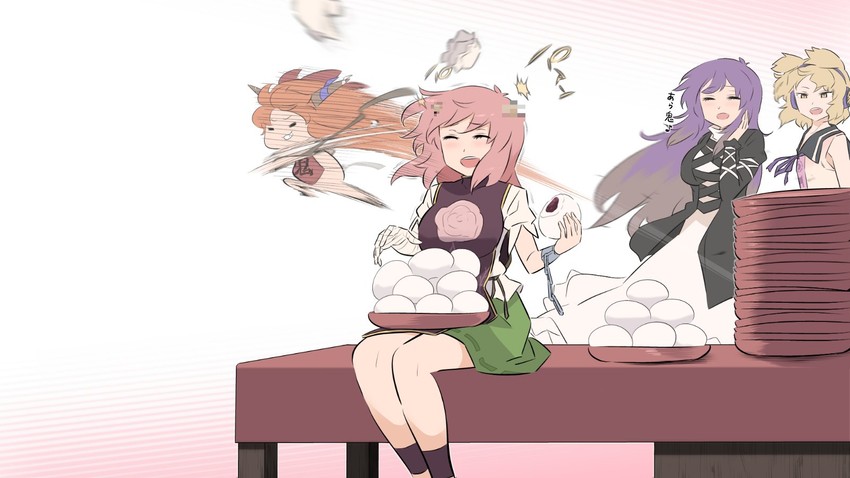 ibuki suika, hijiri byakuren, toyosatomimi no miko, and ibaraki kasen (touhou) drawn by shundou_heishirou