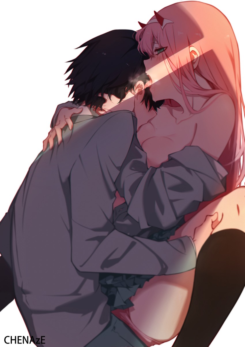 zero two and hiro (darling in the franxx) drawn by chenaze57