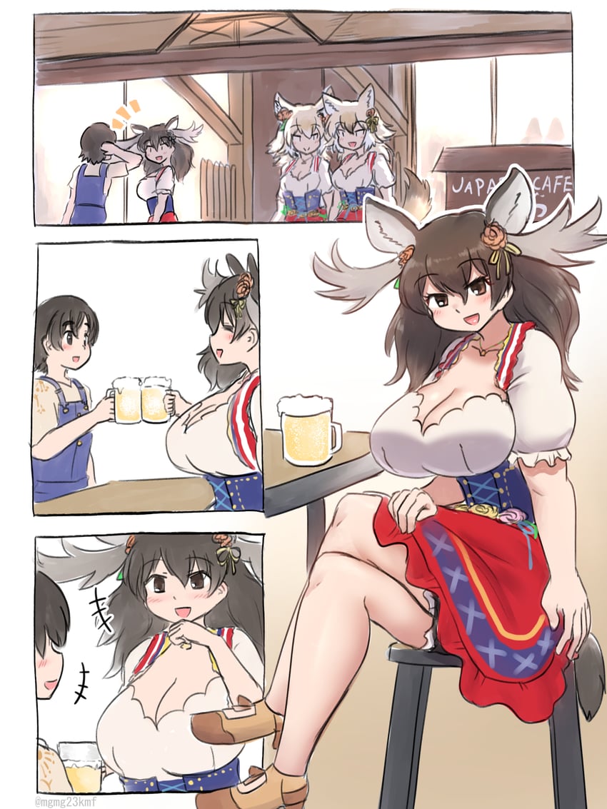 captain, moose, african golden wolf, and golden jackal (kemono friends) drawn by mo23