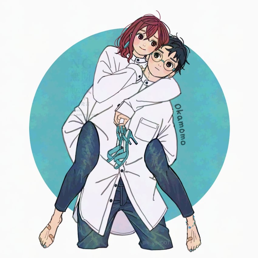 ayase momo and takakura ken (dandadan) drawn by k_ysd001