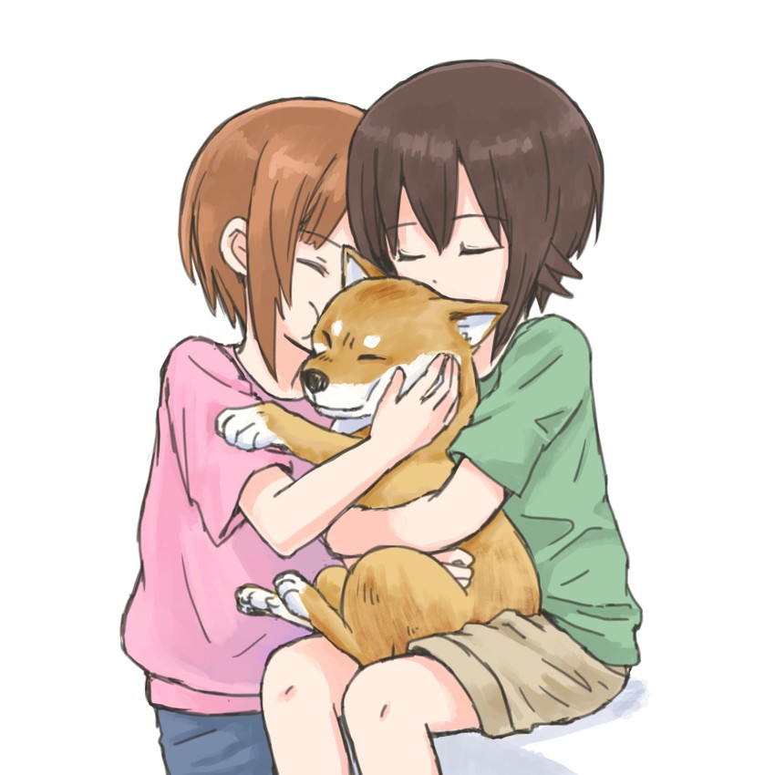 nishizumi miho, nishizumi maho, and nishizumi family dog (girls und panzer) drawn by mutsu_(layergreen)