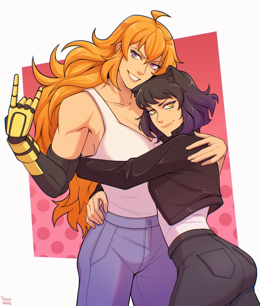 yang xiao long and blake belladonna (rwby) drawn by yellow_nicky