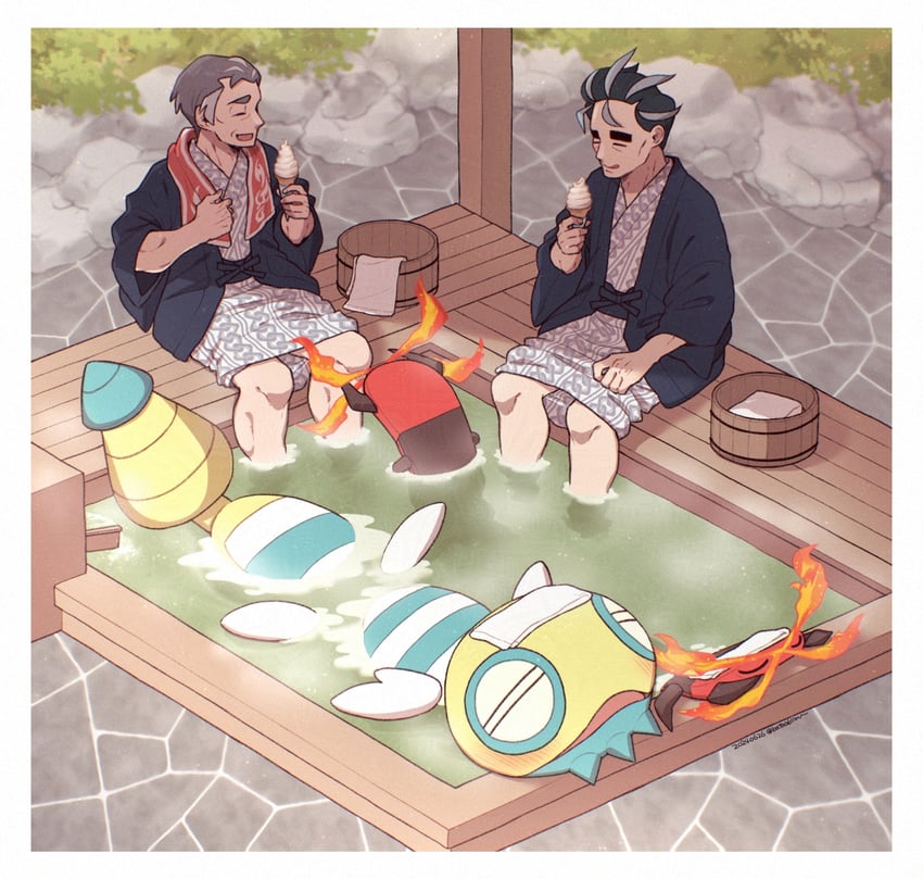 larry, kabu, centiskorch, and dudunsparce (pokemon and 3 more) drawn by batabiru