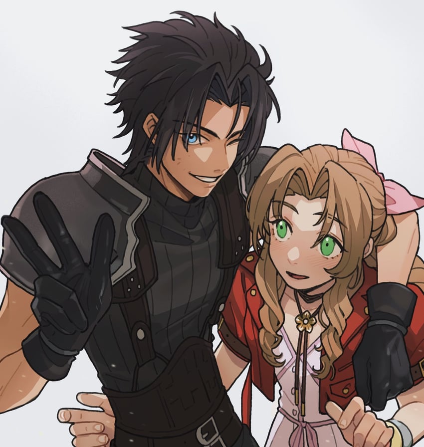 aerith gainsborough and zack fair (final fantasy and 4 more) drawn by carol_cao