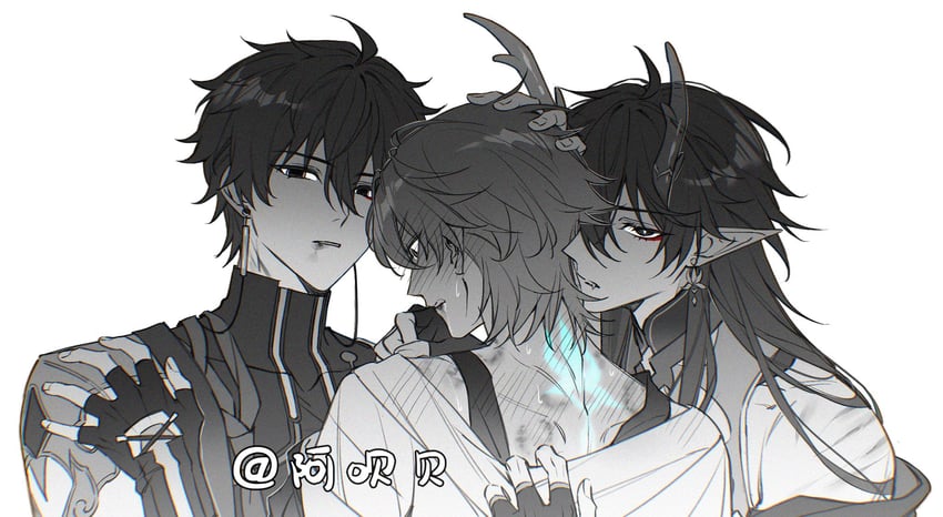 trailblazer, caelus, and dan heng (honkai and 1 more) drawn by gaber473159611