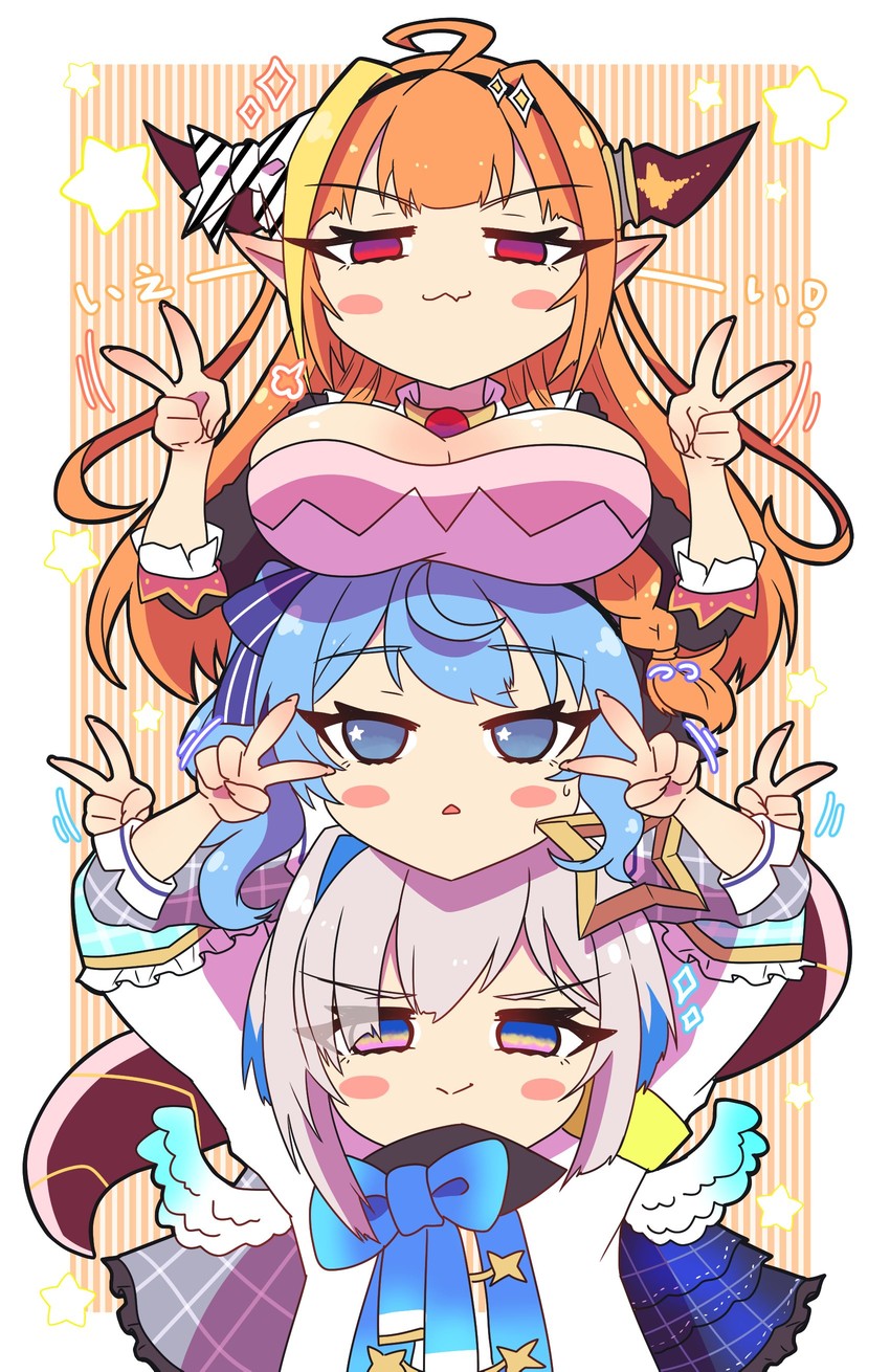 hoshimachi suisei, amane kanata, and kiryu coco (hololive) drawn by sakuramochi_(sakura_frappe)