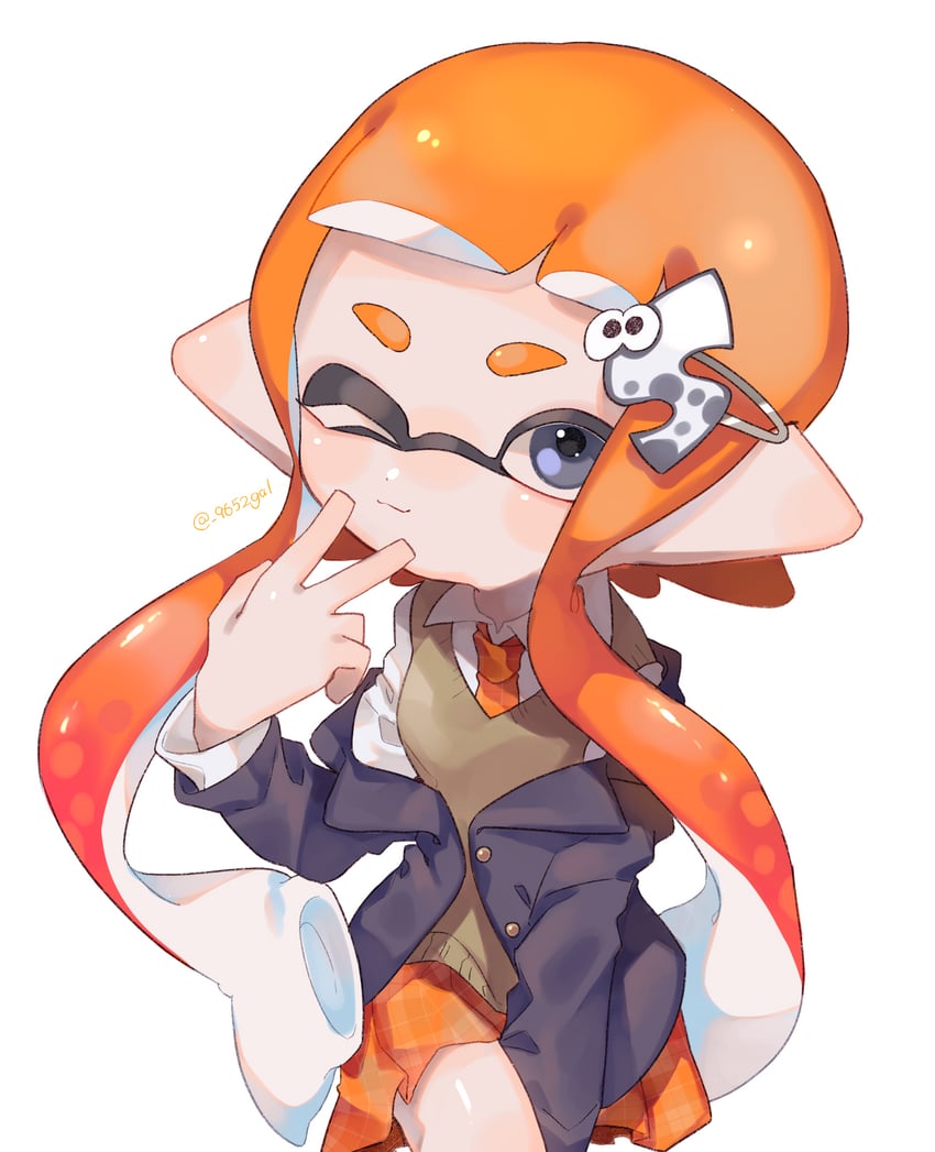 inkling player character and inkling girl (splatoon) drawn by sabata_saba