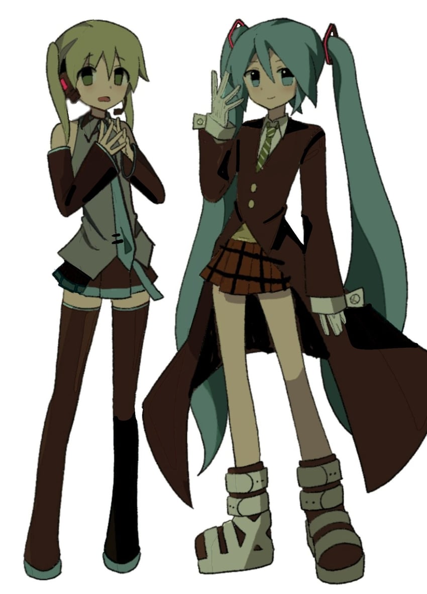 hatsune miku and maka albarn (vocaloid and 1 more) drawn by poopoopoppopoo