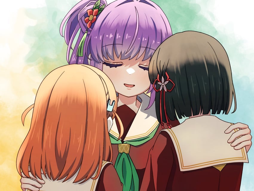 hinoshita kaho, otomune kozue, and momose ginko (love live! and 1 more) drawn by okome_(okome_l_l)