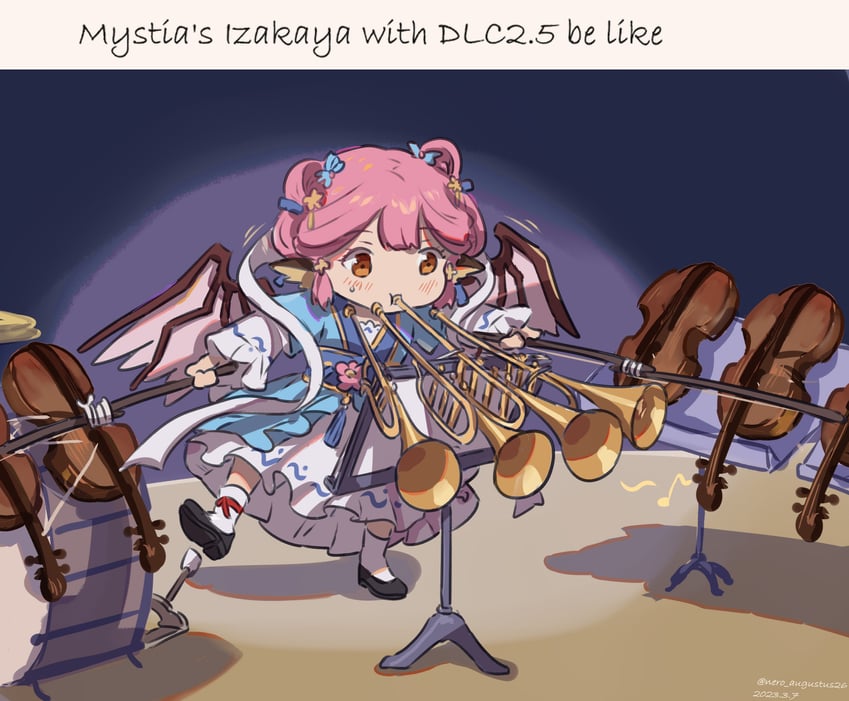 mystia lorelei (touhou and 2 more) drawn by nero_augustus