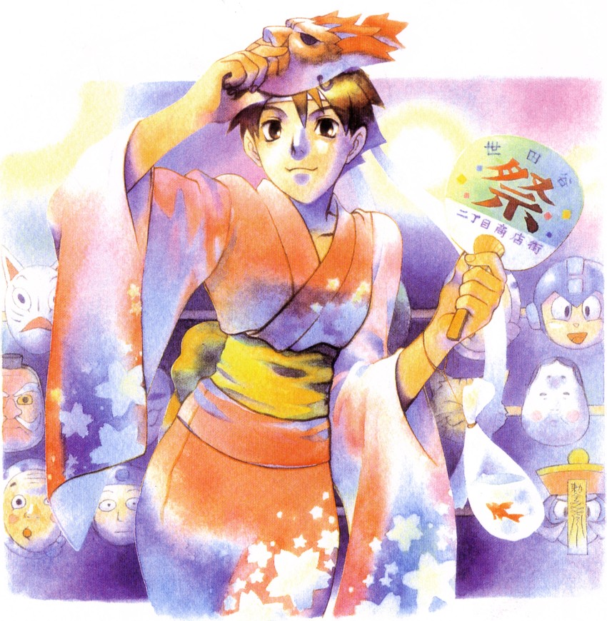 kasugano sakura, mega man, hsien-ko, and akuma (street fighter and 3 more) drawn by bengus