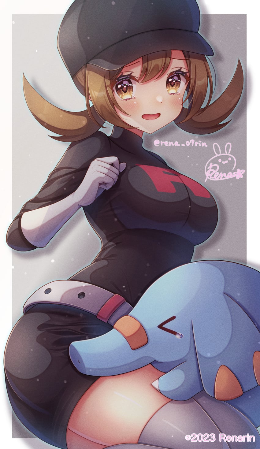 lyra and phanpy (pokemon and 1 more) drawn by rena_rin