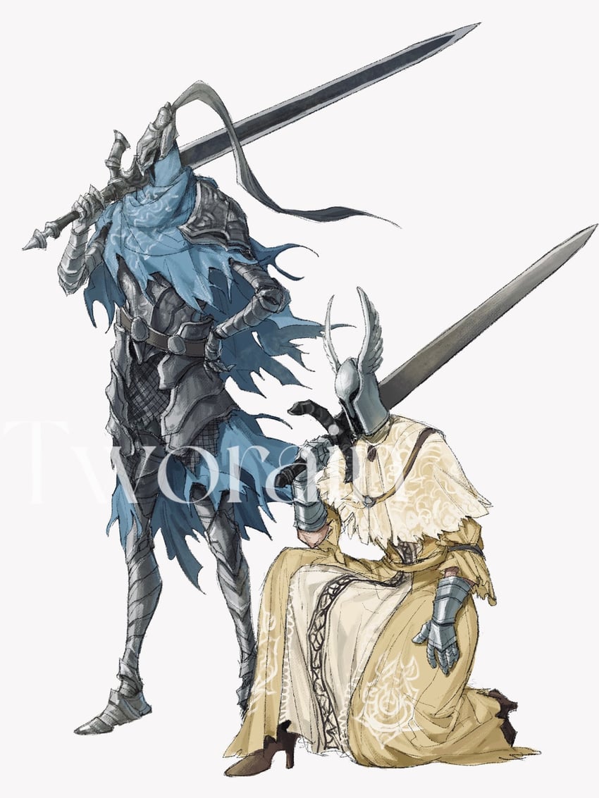 artorias the abysswalker and silver knight (dark souls and 1 more) drawn by tworain_w