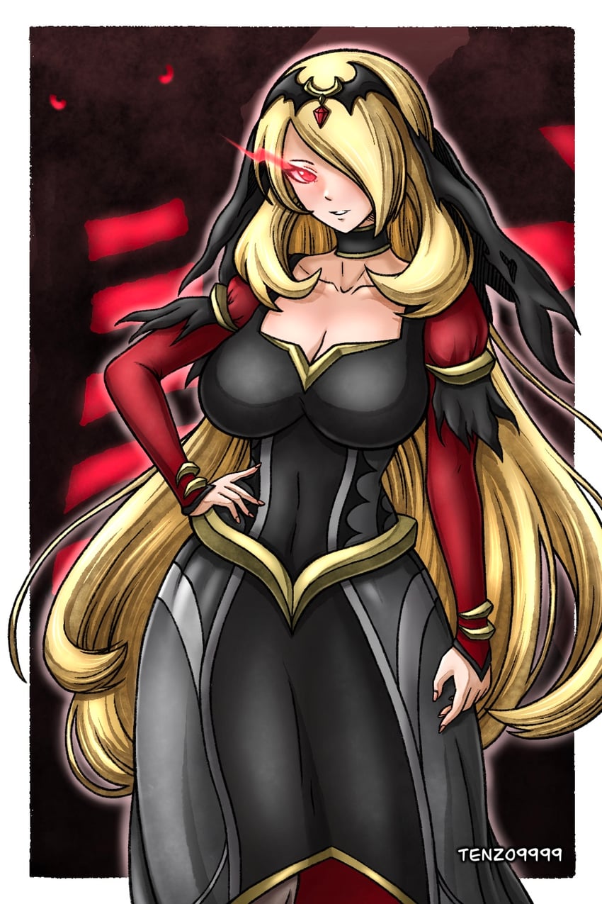 cynthia and giratina (pokemon and 1 more) drawn by kalesklok
