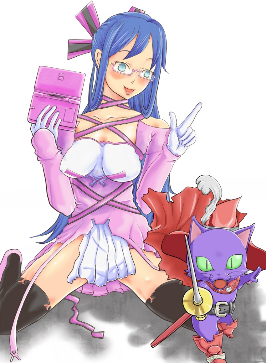 komaki midori and cait sith (devil survivor and 1 more) drawn by bibiri_aki
