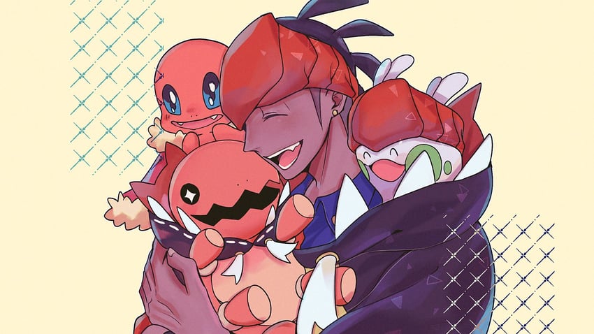 raihan, charmander, goomy, and trapinch (pokemon and 1 more) drawn by chiyo_(miichiyochin)