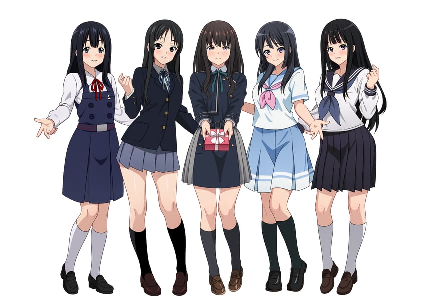 akiyama mio, inoue takina, chitanda eru, kousaka reina, and kitashirakawa tamako (k-on! and 4 more) drawn by vodka13